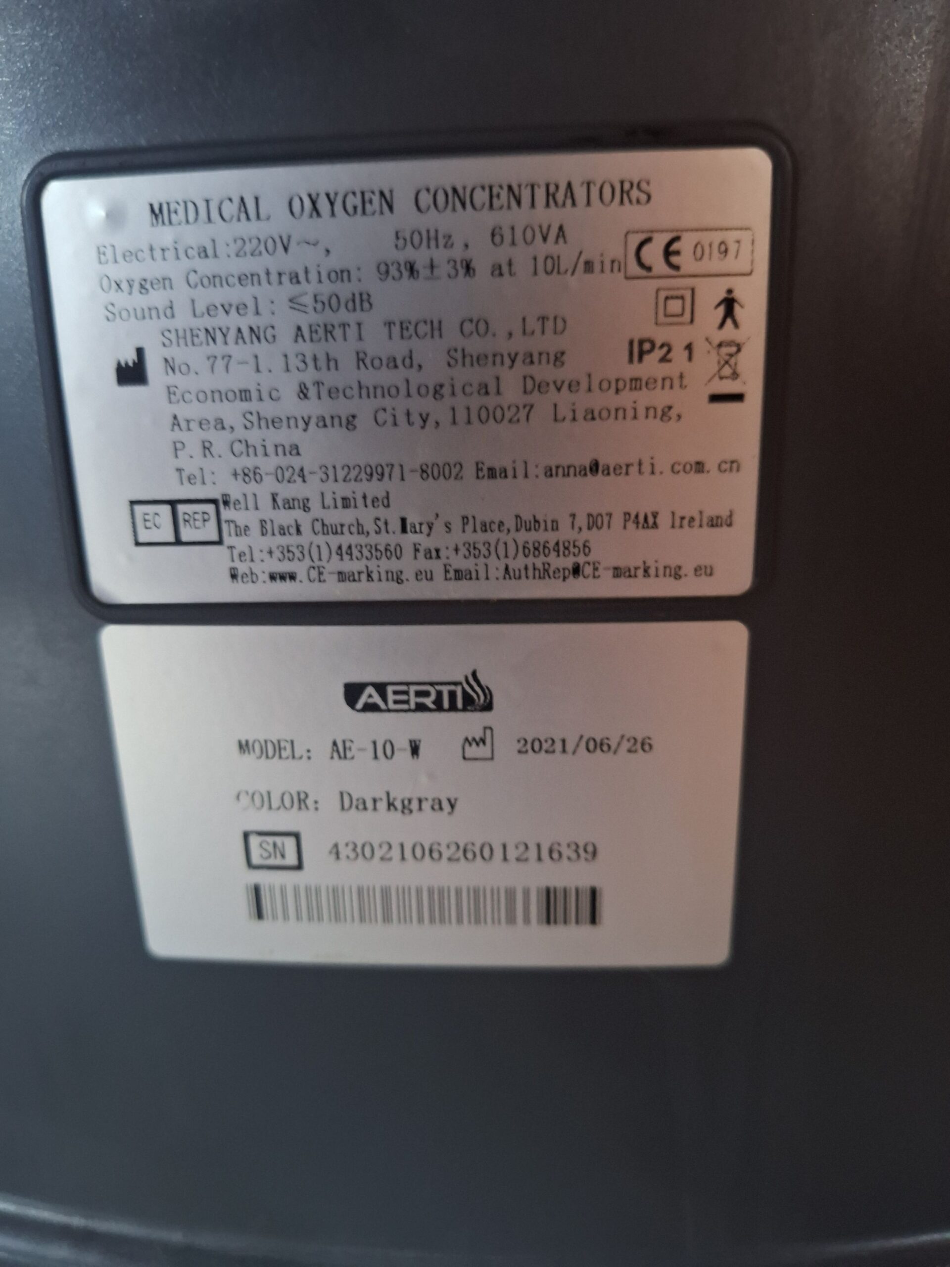 AERTI 10L/min Medical Oxygen Concentrator