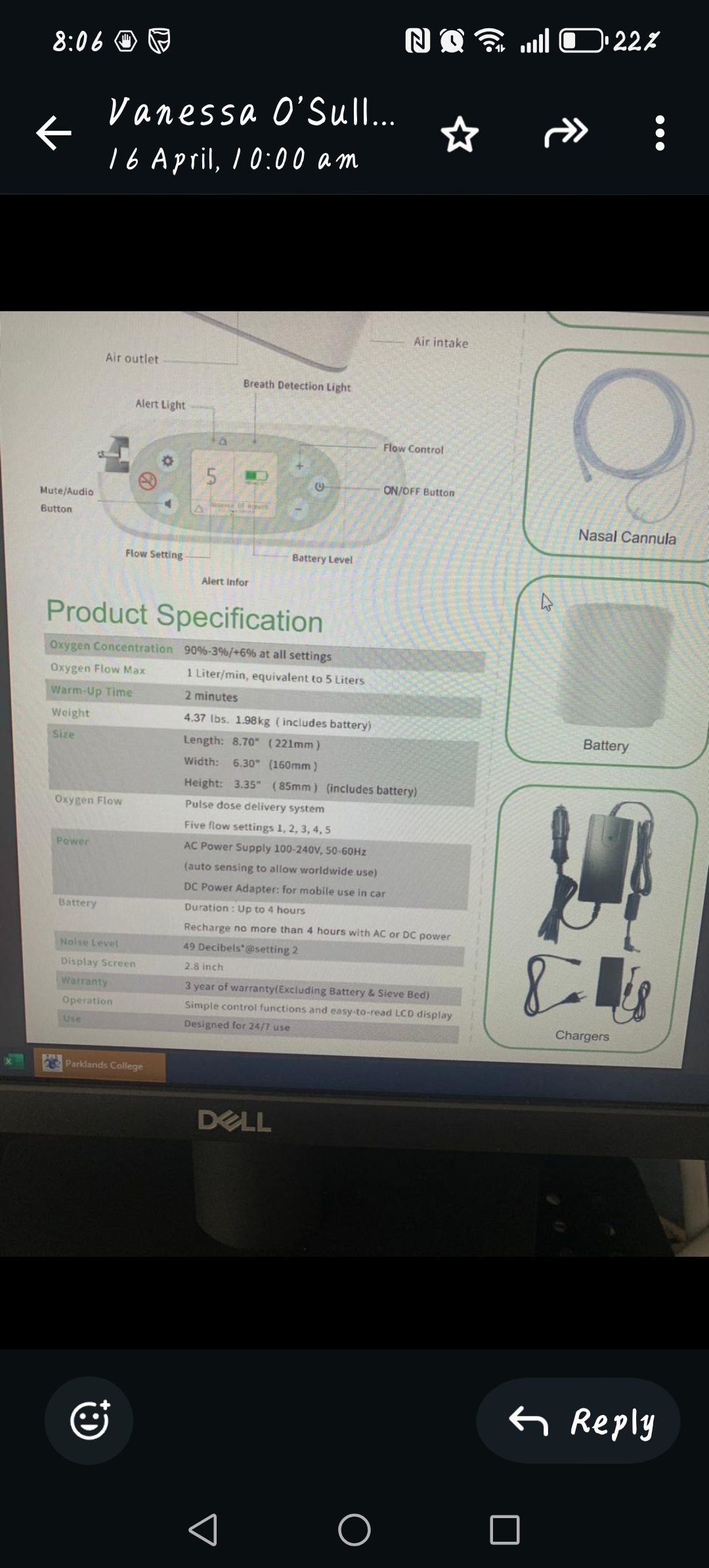 Kingon P2 Portable Oxygen Concentrator