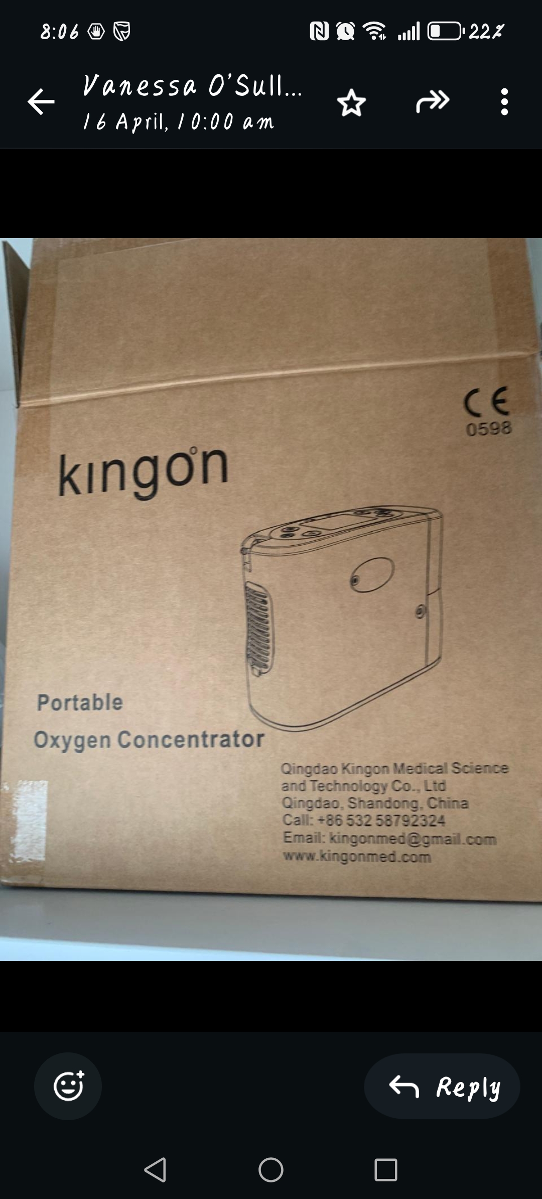 Kingon P2 Portable Oxygen Concentrator