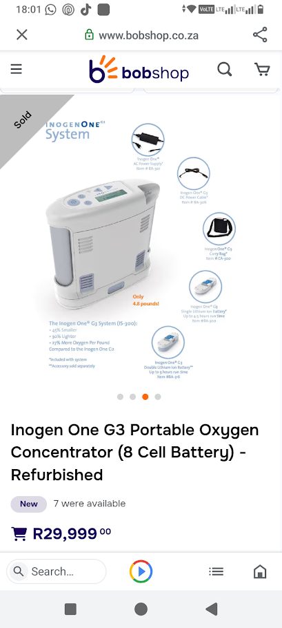 Inogen one G5 portable oxygen concentrator