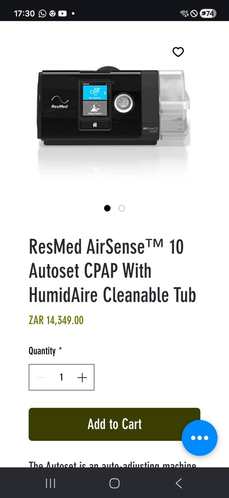 ResMed Airsense CPAP Autosense 10