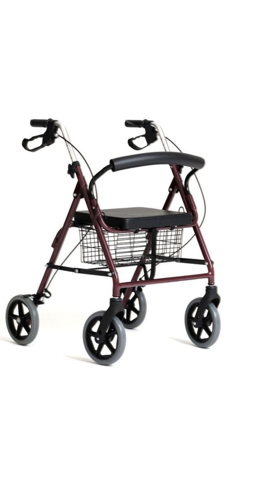 4 wheel walker/rollater with seat, brakes and basket