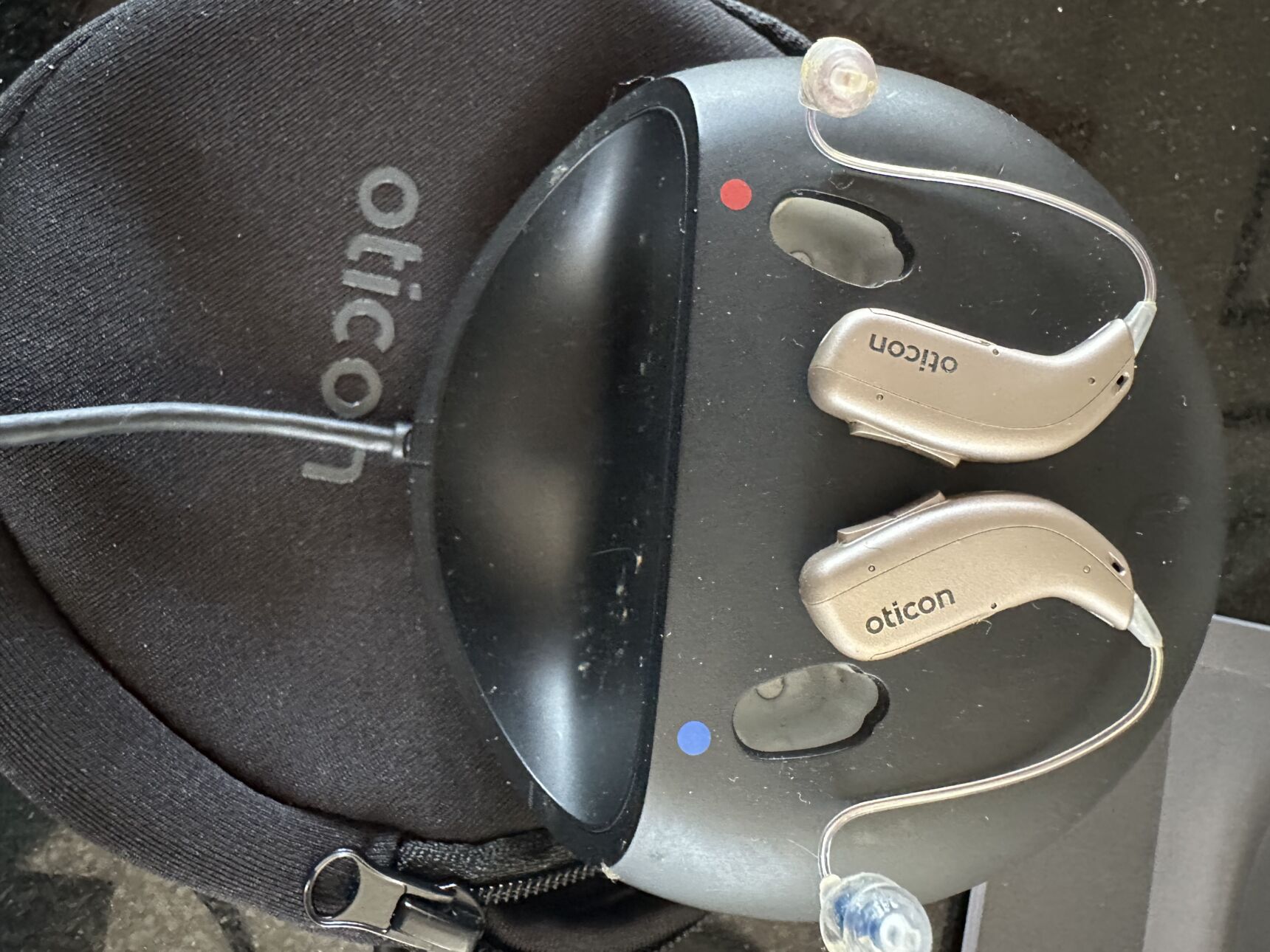 Oticon Zircon 1 miniRITE R Rechargeable Hearing Aids – Complete Kit