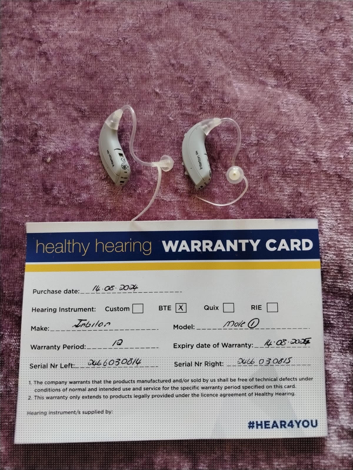 Interton Move 1 BTE Digital Hearing Aids (Pair) – Excellent Condition
